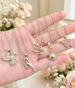 Collares de circonita con diseño de pájaro, colibrí, flecha, corazón y sol, joyería con dijes de animales para mujer - Product Image 1
