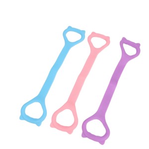 Figure Eight Resistance Band Cat Ear <b>Puller</b> Pink Purple For Shoulder Opening Back Toning Home Fitness Yoga Exercise - Product Image 5
