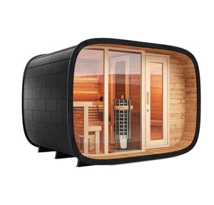 Nhà Máy Bán 6 Người Ngoài Trời Gỗ Tuyết Tùng Cabin Truyền Thống Hơi Nước Toàn Cảnh Cửa Sổ Cube Phòng Tắm Hơi Với Nóng Và Rock - Product Image 2