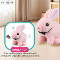 Peluche Lapin Rose Mignon qui Saute avec Son, Jouet Doux pour Enfants Filles, Vente en Gros