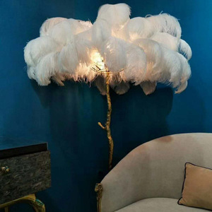 Personnalisé Luxe Moderne LED Lampadaire Arbre Maison Hôtel Décoration <span class=keywords><strong>avec</strong></span> Plume d'autruche Stand Éclairage pour Design Intérieur - Product Image 6