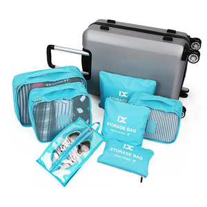 LHI 7 <span class=keywords><strong>Set</strong></span> impermeable maleta de equipaje, acabado ropa organizador bolsa viajes de malla de almacenamiento de bolsas - Product Image 3