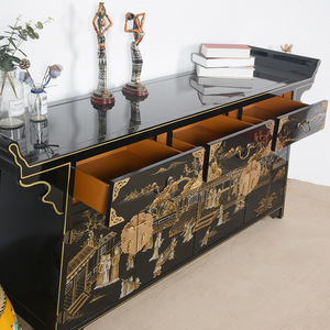 Mueble Decorativo Antiguo con Pintura Qingming Shanghe, Aparador de Entrada de Madera Maciza Pintado a Mano, Mueble de Lujo para el Hogar de Estilo Chino Moderno - Product Image 3