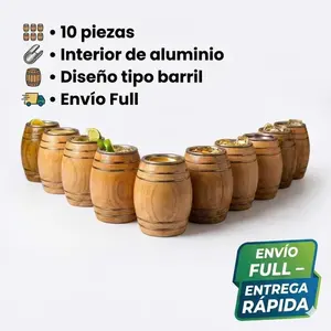 Vasos de chupito de madera The Barrel House, 3 oz, interior de aluminio, paquete de 10, estilo vintage, para cócteles y fiestas. - Product Image 2