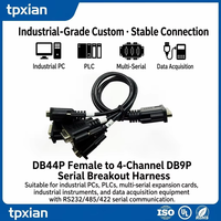 Cable divisor multipuerto personalizado de 1 a 4 puertos, con conector DB25 hembra frontal tipo tuerca remachable a 4 conectores DB9 hembra RS232 para adquisición de datos industrial