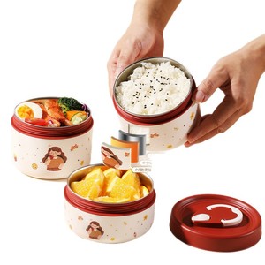 Customized 304 Stainless Steel <b>Lunch</b> <b>Box</b> Round With Lid Microwave Safe For Office Workers Students - Product Image 3