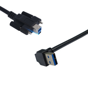 Cable USB 3.0 Macho a Hembra con Conector en Ángulo Recto y Tornillos para Montaje en Panel - Product Image 1