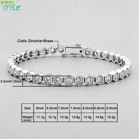Bracelet tennis pour femme serti de zircone cubique ronde, ton or et argent, bijou de mode pour soirée