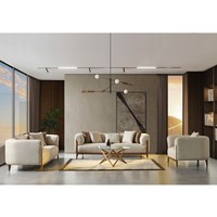 Ensemble de canapés et fauteuils modulaires haut de gamme en tissu rembourré, style italien moderne, pour salon, avec structure en bois, idéal pour les écoles.