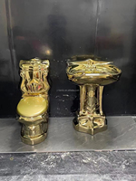 Royal européen salle de bain sanitaire plaqué or galvanoplastie or cuvette de toilette évier de luxe en céramique articles sanitaires