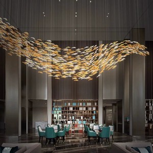 Lustre en verre cristal doré BGST Factory, décoration artistique moderne, <span class=keywords><strong>grand</strong></span> luminaire suspendu pour installation au plafond, salon, hôtel - Product Image 1