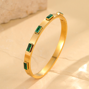Nimai יוקרה אלגנטי עמיד למים נירוסטה פתוח cuff מתנות 18 קאראט מעוקב זירקון פנינה צמיד פנינה עבור בנות - Product Image 4