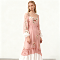 Robe en lin et coton à motif floral blanc personnalisée OEM pour femmes et adolescentes, printemps été, dentelle, fermeture éclair, décorations, succès de la marque