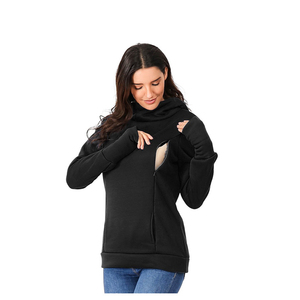 Haut à capuche d'allaitement à manches longues pour femmes enceintes, couleur unie, imprimé, pour l'automne et l'<span class=keywords><strong>hiver</strong></span> - Product Image 5