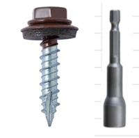 Vis de toiture métriques LeGood en acier au carbone zingué, vis à bois à tête hexagonale avec rondelle en caoutchouc EPDM, filetage standard