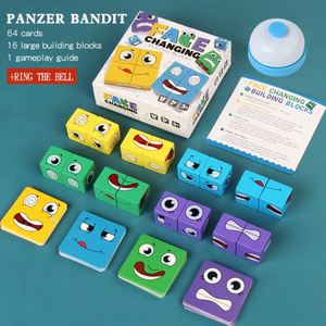 Jeu de société familial en bois avec cubes à visages interchangeables, blocs de construction et cloche pour les 4-12 ans, personnalisable - Product Image 6