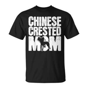 Camiseta para mamá de perros chinos de raza cresta china, negra, unisex para adultos - Product Image 1