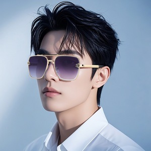 Nouvelles lunettes de soleil métalliques à double pont unisexe, protection UV400, monture carrée, type 3, pour la conduite et l'extérieur - Product Image 5