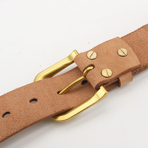 Cinturón Minimalista de Cuero Genuino de Vaca Curtido Vegetalmente, Cinturón de Cuero Crudo para Jeans con Hebilla Resistente para Hombre - Product Image 6