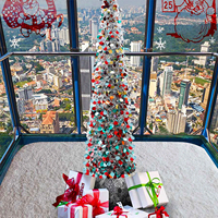 Sapin de Noël artificiel pliable de 6 pieds, paillettes rondes colorées, adapté aux rassemblements de vacances, décorations de Noël.