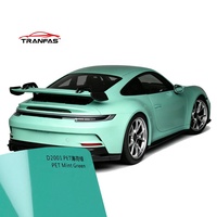 Vinilo Autoadhesivo PET Verde Menta de Alto Brillo para Envoltura Automotriz, Cambio de Color de Carrocería 911, Protección UV, Antiarañazos, 7mil