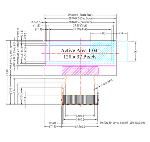 1.04インチ1.04 '1.04インチWhite色30pinコネクタタイプoledスクリーン128 × 32ピクセルUG-2832TSWGG05内部DC/内部DC - Product Image 6