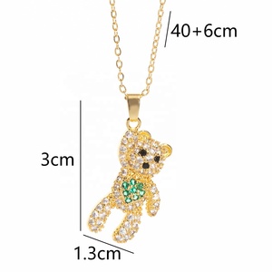 סיטונאי שמלה אופנתית סיטונאית שרשרת תליון נירוסטה קישור כחול שמלה משובצת זירקון נישה עיצוב - Product Image 2