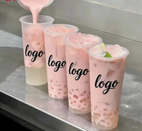 Gobelets jetables en plastique PP de 32 oz (1000 ml) avec logo personnalisé imprimé, 90 mm, pour boissons froides, thé au lait, bubble tea