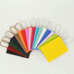 24pcs Rose <b>Red</b> Kraft Paper Bags with Handles 5.91*3.15*8.27in Small Kraft Paper Gift Bags for Pack Birthday Party Favors Gifts - Product Image 3