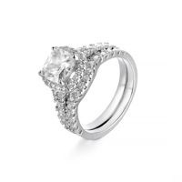 Huiyue anelli di gioielli di lusso da donna in argento Sterling 925 Design speciale 2 pezzi set di anelli di fidanzamento per matrimonio con taglio a cuscino