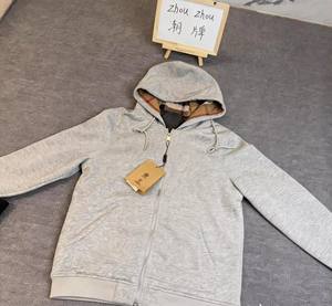 Sudadera con Capucha Burbes de Alta Calidad para Invierno, 100% Algodón, a Cuadros, con Cierre y Logotipo Bordado, Unisex - Product Image 5