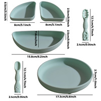 Aangepaste logo babyproducten servies BPA-vrij kinder servies met compartimenten lepel siliconen babyvoedingsset voor kinderen