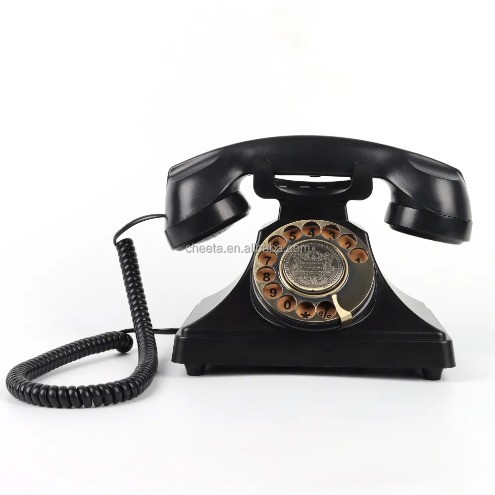 Teléfono de grabación de voz de estilo antiguo negro 8606, teléfono de libro de invitados de Audio barato para bodas