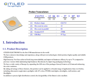 Original Citizen CLU713-1204E1-403H7X5 COB LED 4000K Ra90 50W 720mA 36V Blanc neutre - Product Image 2