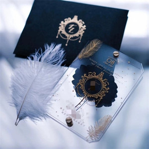 Personalizzato stampato colorato acrilico carta dell'invito di cerimonia nuziale - Product Image 5