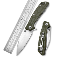 Couteau pliant EDC à lame pointue en acier inoxydable AUS-8 vert D2, manche G10, OEM pour la chasse, le camping, couteau de poche pliant