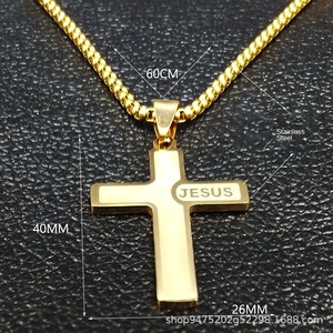 Alta Qualidade Aço Titânio Cruz Pingente Corrente Colar Christian Jesus Cruz Crucifixo Colar De Aço Inoxidável Homens Jóias - Product Image 5