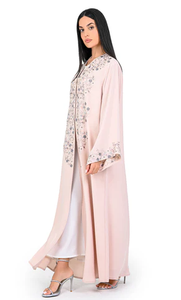 LE DUO OEM Abaya Dubaï Robe longue modeste à manches longues brodée de fleurs roses - Product Image 3