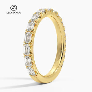Luxeora 9 k14k 18K tinta unita giallo rosa bianco smeraldo taglio eternità laboratorio anello di diamanti Design aperto regalo di nozze perfetto per lei - Product Image 3