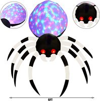 Décoration d'Halloween pour adultes, araignée gonflable de 6 pieds, lumières LED colorées, yeux rouges brillants, sans batterie, décorations intérieures/extérieures