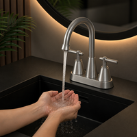 Robinet de salle de bain personnalisé en acier inoxydable chromé à 2 poignées et 2 trous avec cartouche en céramique