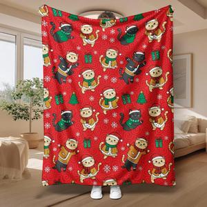 Couverture en flanelle à motifs de chats de dessin animé mignons, couverture de sieste respirante et douce pour la peau, pour la maison, le bureau, la sieste, impression personnalisée OEM ODM - Product Image 2