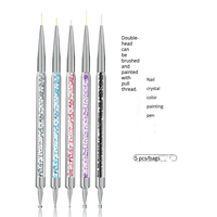 Nail art set 5pcs double tête ongles strass pointillant stylo nail art kits peinture Dotting Brush