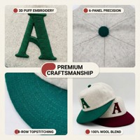 Gorra de Béisbol Personalizada de 5 Paneles con Visera Ancha de Lana de 2 Tonos, Bordado 3D en Relieve, Estilo Deportivo Casual para Hombre, Ajustable, Sin Estructura