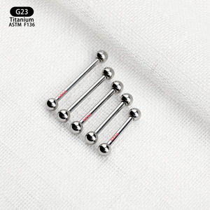 G23 Titanium <b>Ball</b> Bar Studs ASTM F136 For Lip Tongue Eyebrow Ear <b>Piercing</b> Jewelry Unisex - Product Image 2