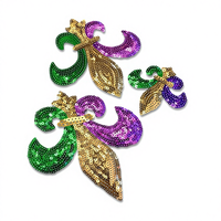 Patch en sequins pour Mardi Gras, fleur de lys, 9 pouces, pour vêtements