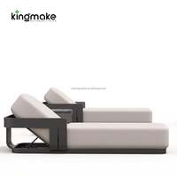 Chaise longue en aluminium robuste avec coussins imperméables, entretien facile, chaise longue d'extérieur, chaise longue de plage