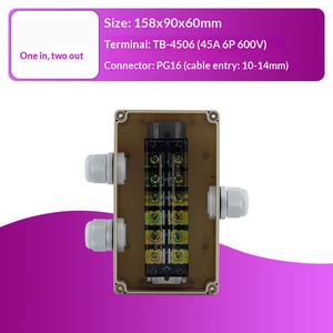 158x90x60mm <b>Waterproof</b> Junction <b>Box</b> One-in-two-out 45A Terminal Block PG16 Cable Gland Enclosure Terminal <b>box</b> - Product Image 2