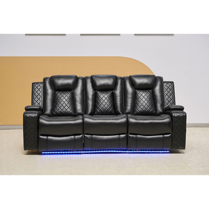 Sofá Reclinable Eléctrico Moderno 321 Directo de Fábrica, Conjunto de Sofás Reclinables Seccionales de Cuero PU, Plegable, Modular, Extensible de Madera - Product Image 1