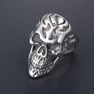 Skull Themed <b>Titanium</b> Steel <b>Ring</b> Men's Street Style Cool Jewelry SA871 - Product Image 4